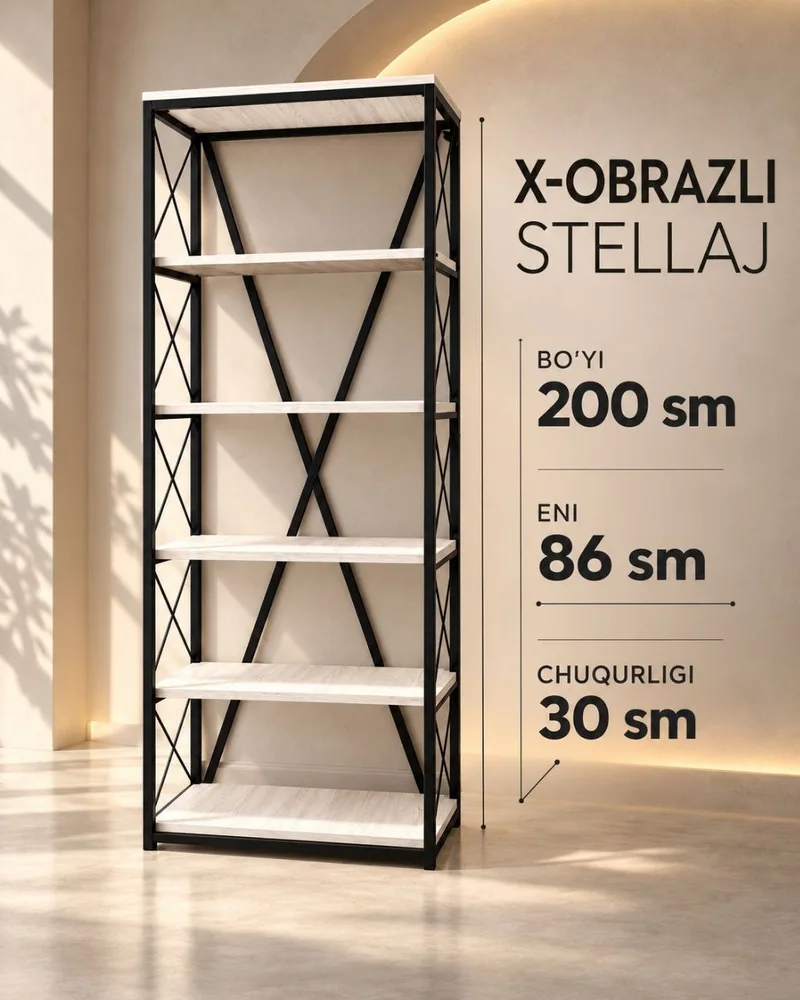 X-karkasli oq stelaj